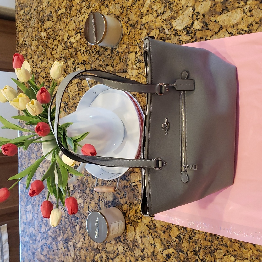 Coach Gray Leather Tote Bag